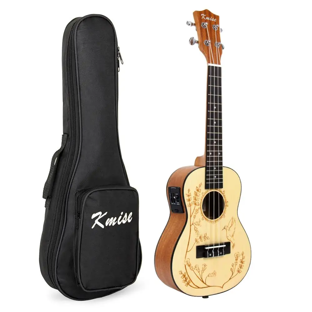 Kmise Solid Abete Ukulele Concert Electric Ukelele Acustico Uke 23 Pollici Con Gig Bag