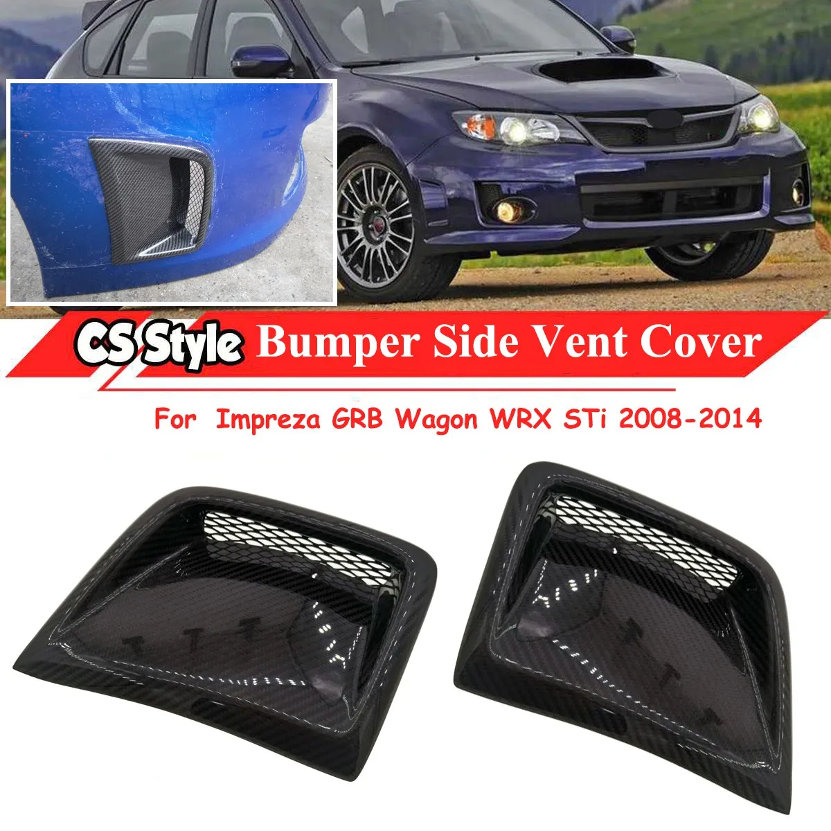 Paraurti Anteriore Prese D'Aria Laterali Copertura Trim Spoiler Corpo Per Subaru Impreza Grb Wagon Wrx Sti 2008-2014, Vera Fibra Di Carbonio