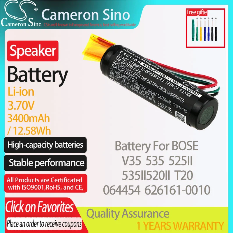 Batteria Cameronsino Per Bose V35 535 525Ii 535Ii 520Ii T20 Per Batteria Altoparlante Bose 064454 626161-0010 2600Mah/9.62Wh 3.70V