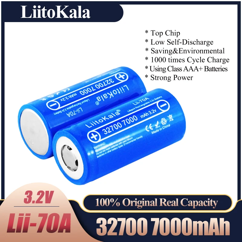2020 Nuovo Liitokala Lii-70A 32700 3.2V 7000Mah Lifepo4 Batteria Ricaricabile 5C Batteria Scarica Per Torcia Elettrica Di Backup