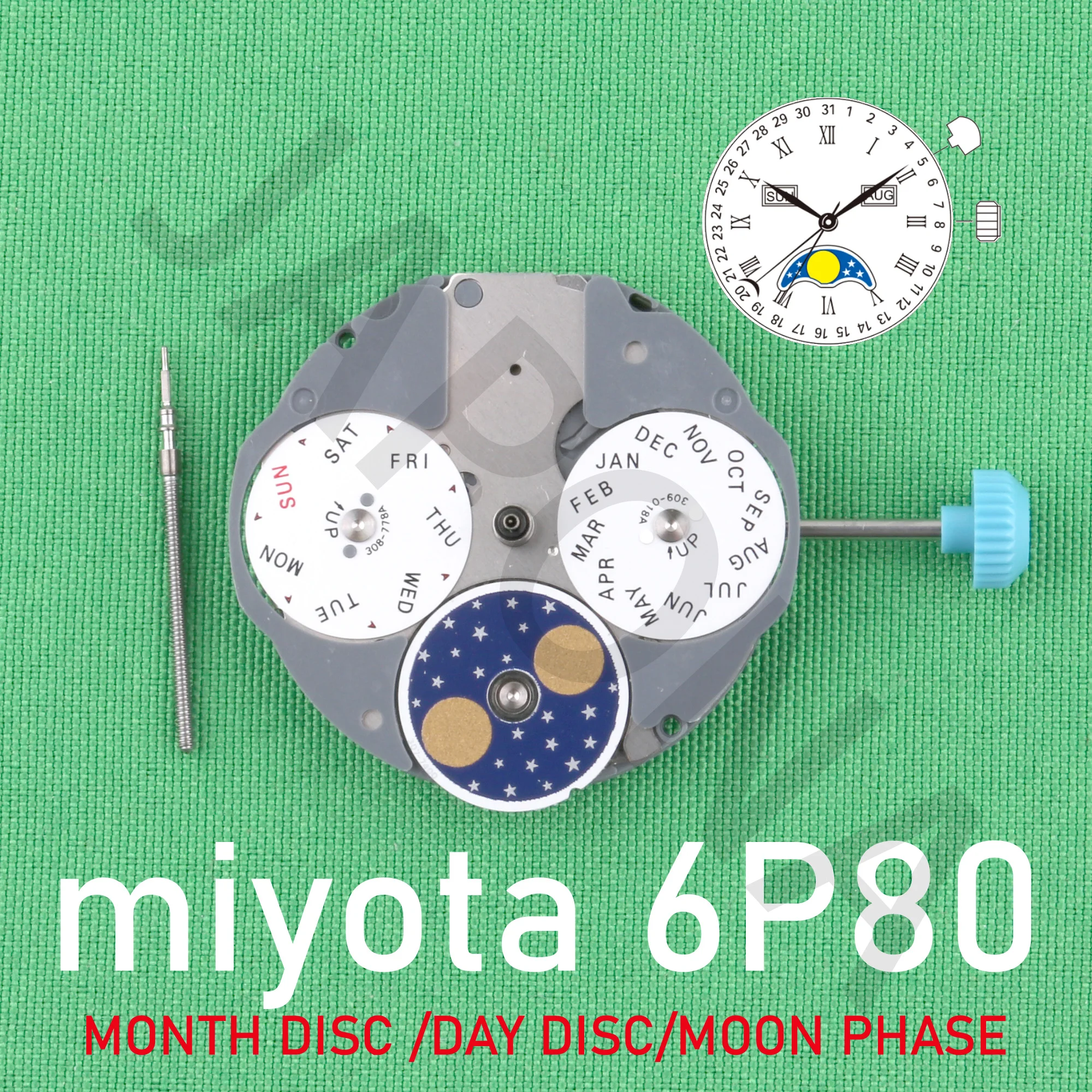 Movimento 6 P80 Miyota 6 P80 Movimento Giappone Movimento Mese Disco/Giorno Disco/Fasi Lunari