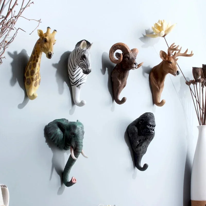 Nuovo Appendiabiti Da Parete In Resina Vintage Da 1 Pc Gancio Da Parete Tridimensionale Con Gancio Per Animali Decorazione Da Parete Per La Casa Rack 