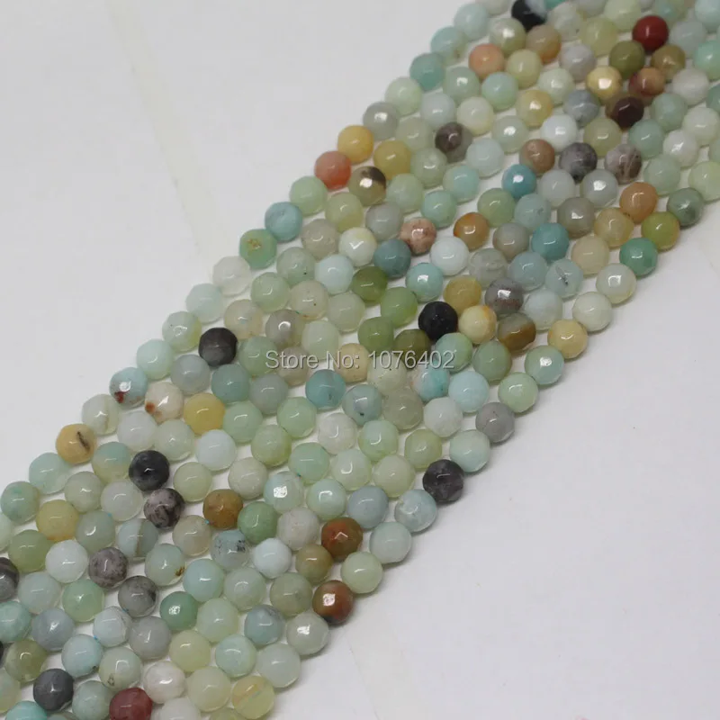 Mini. Ordine È $7! Commercio All'Ingrosso 96 Pz, 4Mm Sfaccettato 128 Superficie Bella Multicolor Naturale Amazonite Allentati Rotondi Beads 15"