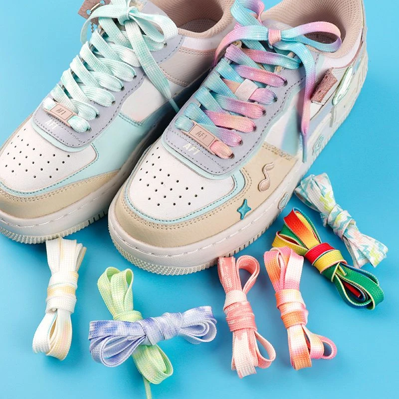 Lacci Colorati Tinti In Cravatta Af1/Aj1 Scarpe Da Basket Uomo Donna Scarpe Di Tela Corda Sportiva Piccole Scarpe Bianche Lacci Piatti All'Ingrosso
