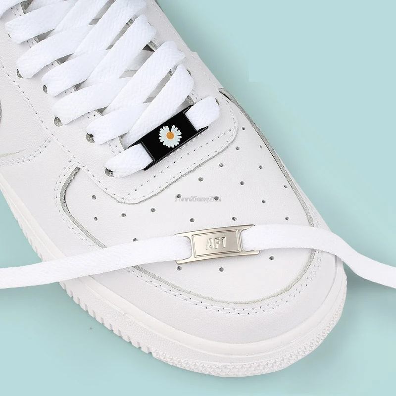 1Set Nuovo Stile Af1 Lacci Delle Scarpe Fibbia Sneaker Lacci Per Scarpe Accessori Scarpe Originali Af1 Bianco Nero Lacci Piatti Decorazioni Per Scarpe