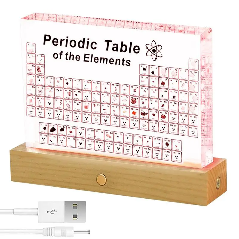 Real Acrylic Periodic Table Display With Real Elements Kids Teaching School Day Birthday Gift Chemica L Element Home Decor