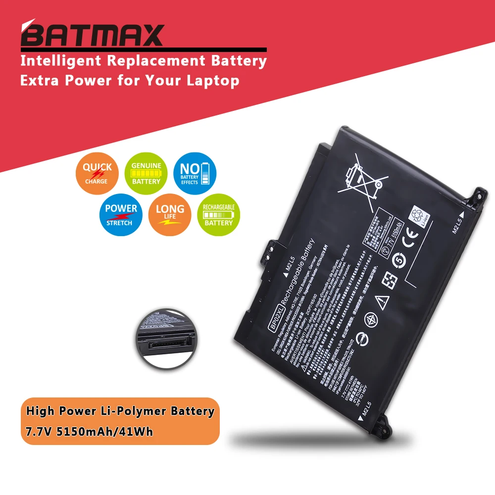 Bp02Xl Batmax 5150Mah Batteria Del Computer Portatile Per Hp Pavilion Pc 15 15-Au 849909-850 (F9-21) 849569-421 Hstnn-Lb7H Bp02041Xl