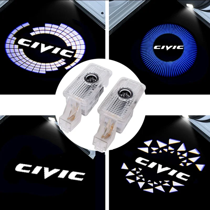 2Pcs Car Led Door Welcome Logo Lights Styling Per Honda Civic Hybrid 2009-2011 Proiettore Di Cortesia Ghost Shadow Lamps Accessori
