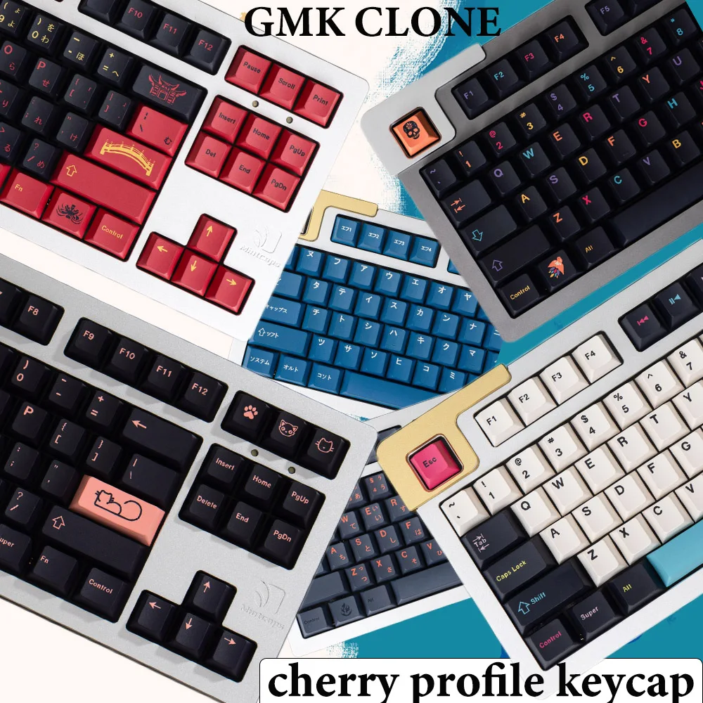 Gmk Katakana Blue Cinder Mictlan Future Funk 136 Tasti Pbt Keycap Dye-Sub English Custom Cherry Keycaps Per Tastiera Meccanica