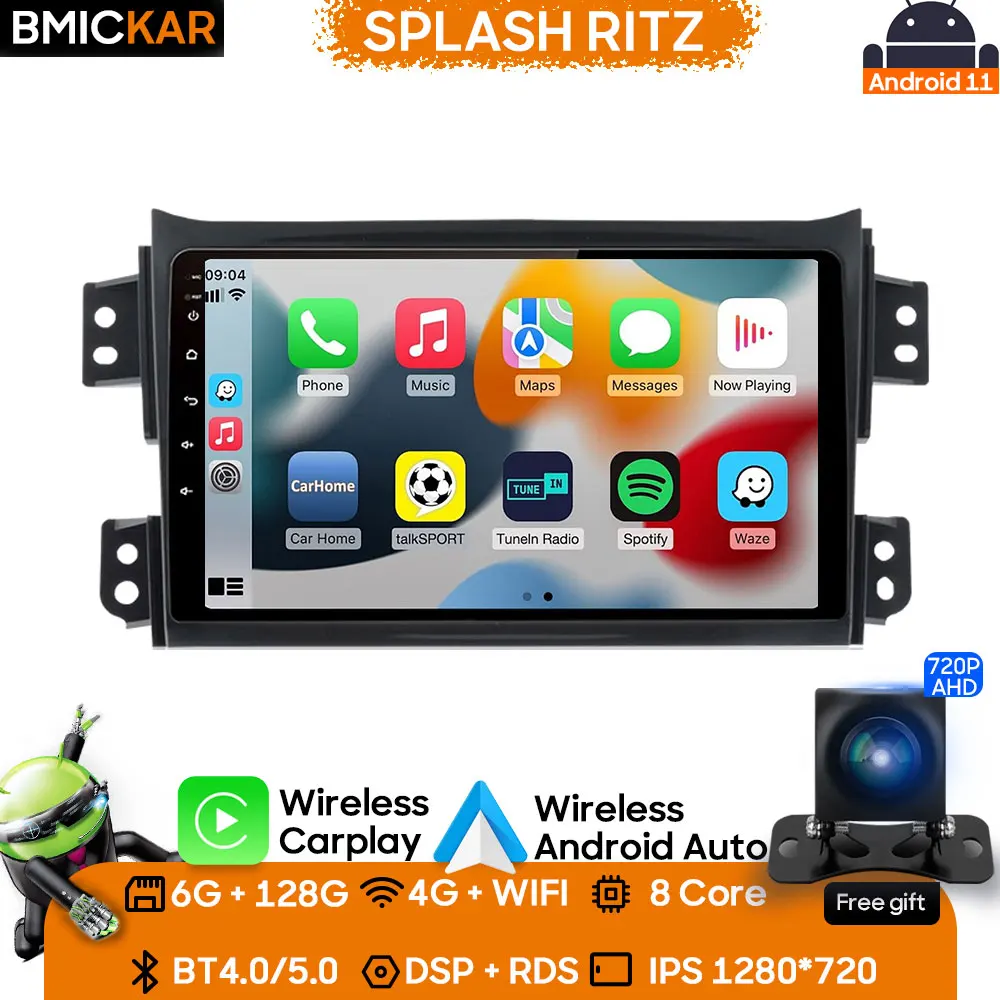 Wireless Carplay Per Suzuki Splash Ritz 2004 - 2010 Autoradio Android Multimedia Head Unit Lettore Video Navigazione Gps Stereo