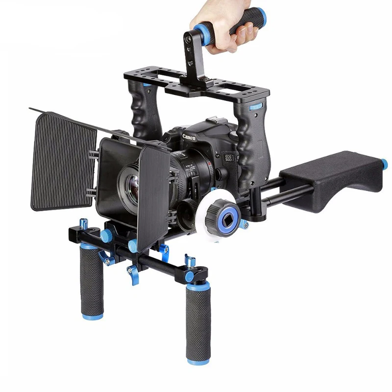 Dslr Rig Video Stabilizzatore Supporto Della Spalla Rig + Matte Box + Segue Il Fuoco Gabbia Dslr Per Canon Nikon Sony Dslr Video Camcorder