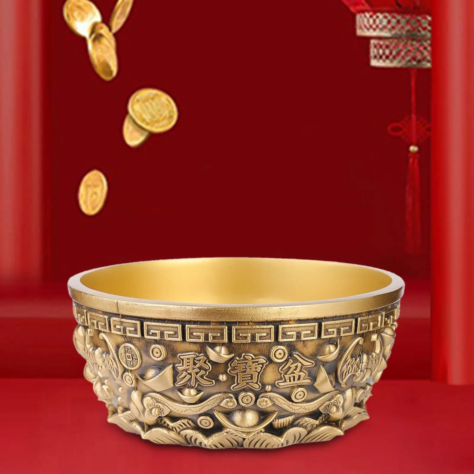 Treasure Bowl Tabletop Cornucopia Artwork Prosperity Feng Shui Bowl Home Decor For Office Table Centrotavola Home Desktop Folk
