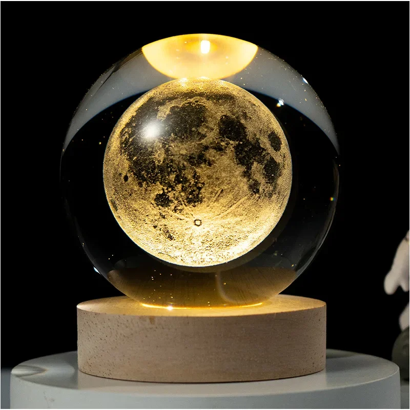 Valentine'S Day Gift Solar System Moon Galaxy Projector Crystal Ball Led Night Light Bedroom Decor Night Lamp Kids Birthday Gift