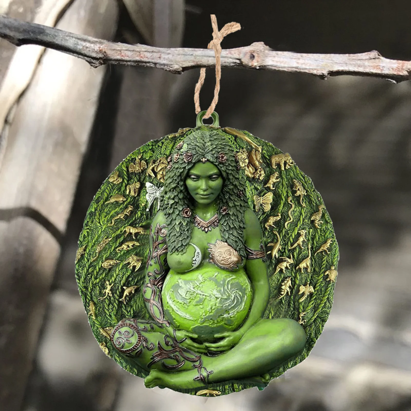 Madre Terra Statua Ciondolo Terra Verde Millenario Gaia Madre Dea Ciondolo Collana Madre Gioielli Moda Unisex