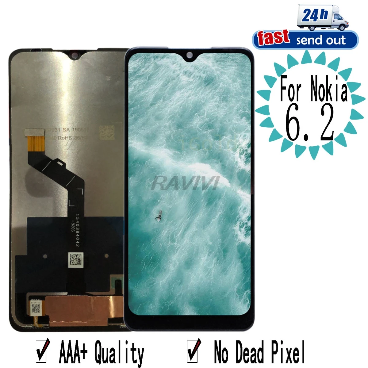 6.3 "7.2 Lcd Per Nokia 6.2 Display Lcd Touch Screen Digitizer Assembly Sostituzione Per Nokia 7.2