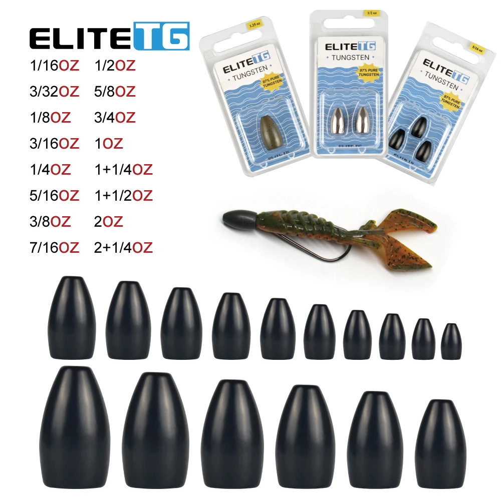 Elite Tg Tungsteno Flipping Sinker Peso 1.8G-63G Texas Carolina Rig Bullet Bass Fishing Platine Accessori Per Esche Artificiali Con Pacchetto