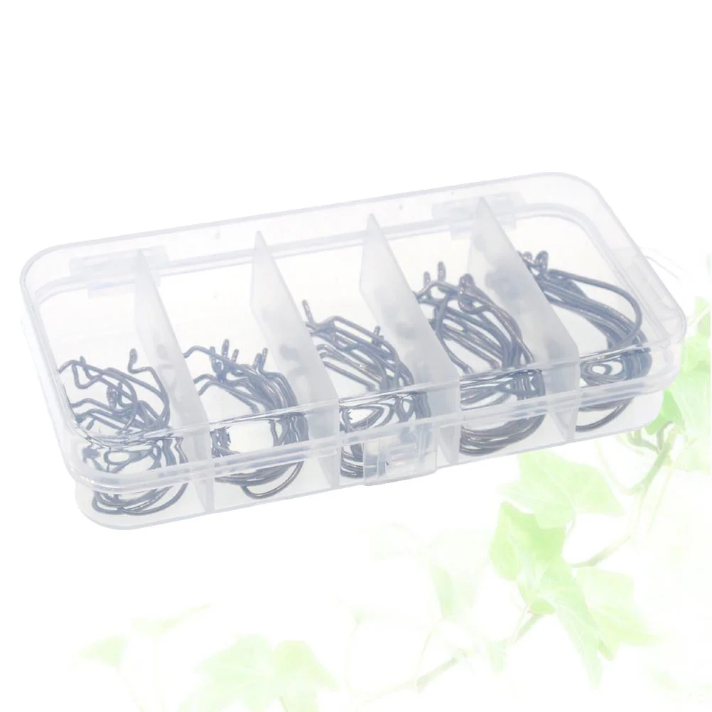 50Pcs Wide Belly Crank Hooks Texas Rig Fishing Worm Bait Amo Da Pesca Ocean Fishing Tackle Pesca In Barca (Argento)