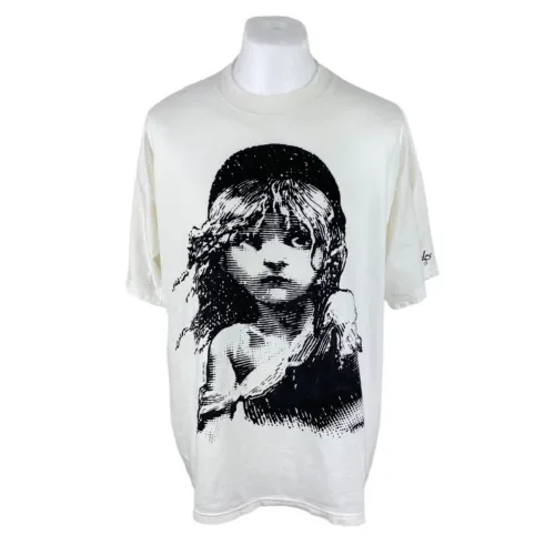 Les Miserables Maglietta Vintage Xl White West End Theatre Maniche Lunghe O Corte