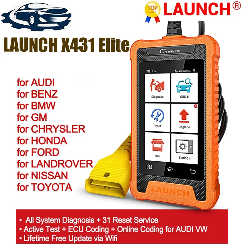 Avvia X431 Elite Car Full System Diagnostic Tools Auto Obd Obd2 Scanner Test Attivo Codifica Ecu Aggiornamento Gratuito Per Benz/Audi/Bmw/Gm