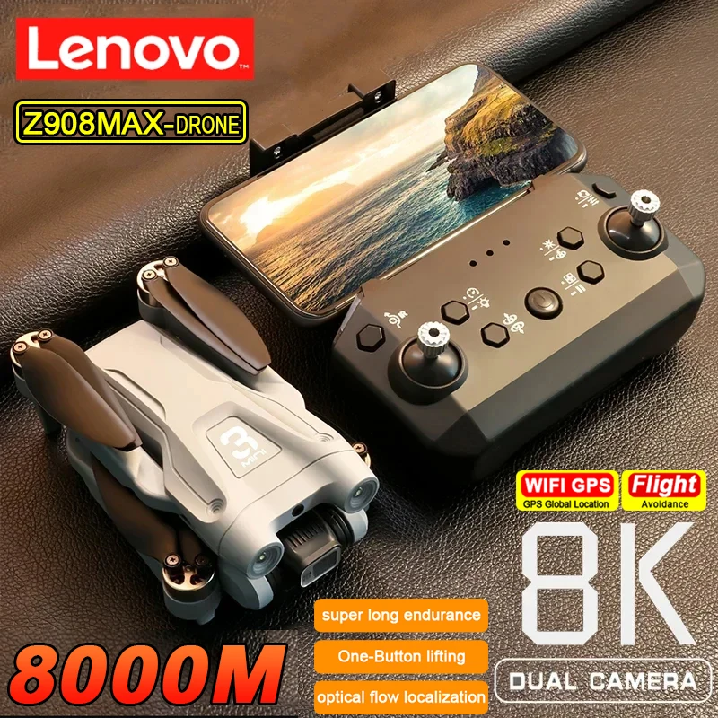 Lenovo Z908Max Drone 8K Gps Fotografia Aerea Ad Alta Definizione Drone Omnidirezionale Per Evitare Ostacoli Adatto Per Bambini Adulti