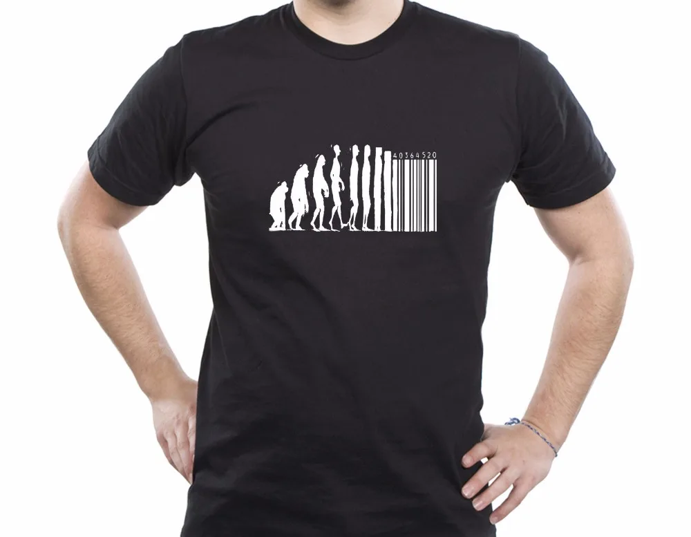 Magliette Human Evolution Banksy Human Monkey Barcode Capitanity Anarchy Tee Shirt Design Website