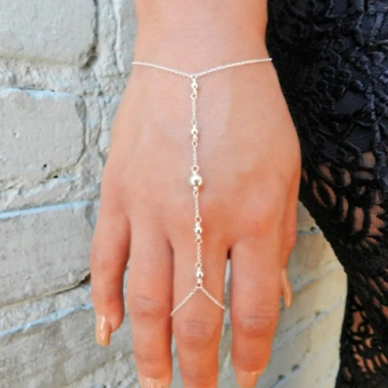 Ilver Hand Chain Slave Bracciale Ring Chain Bracciale Minimal Attack Ring Bracciale Boho Bracciale Friendship