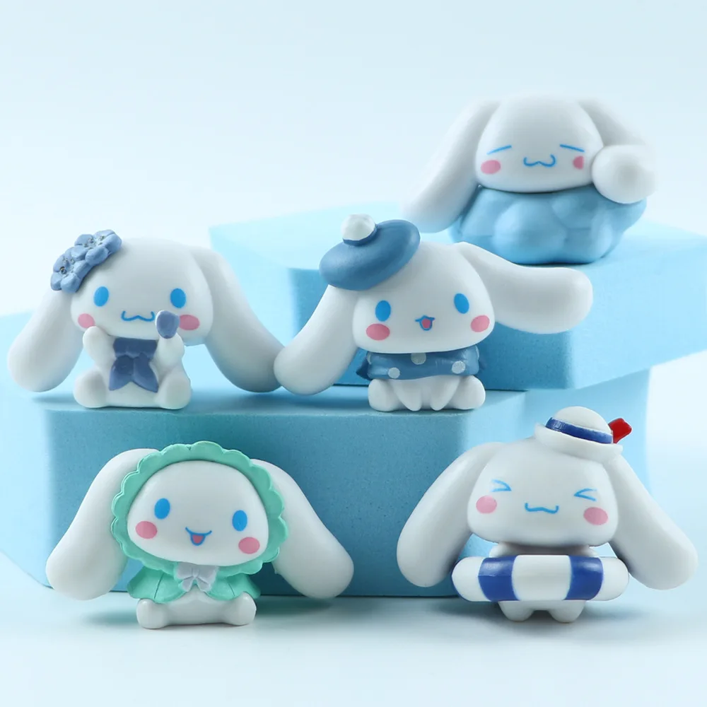5Pcs Sanrio Cinnamoroll Toys Action Anime Figures Cinnamoroll Set Cartoon Kawaii Decorazione Da Tavolo Ornamento Per La Stanza Regali Per Bambini