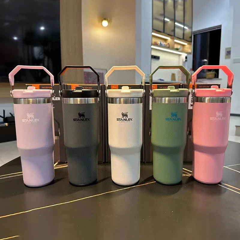 Stanley Quencher Cup 30Oz Bottiglia D'Acqua Termos Drinkware Tumbler Mug Coffee Original Thermo Thermos Thermal Vacuum Flask Portable
