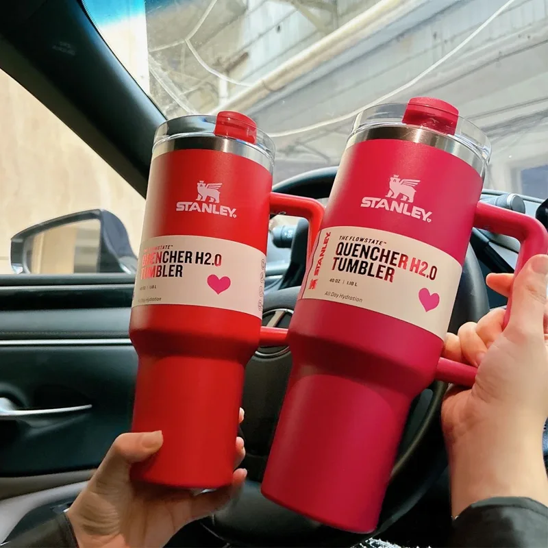 Stanley Quencher Cup 40Oz Bottiglia D'Acqua Termos Drinkware Tumbler Mug Coffee Original Thermo Thermos Thermal Vacuum Flask Portable