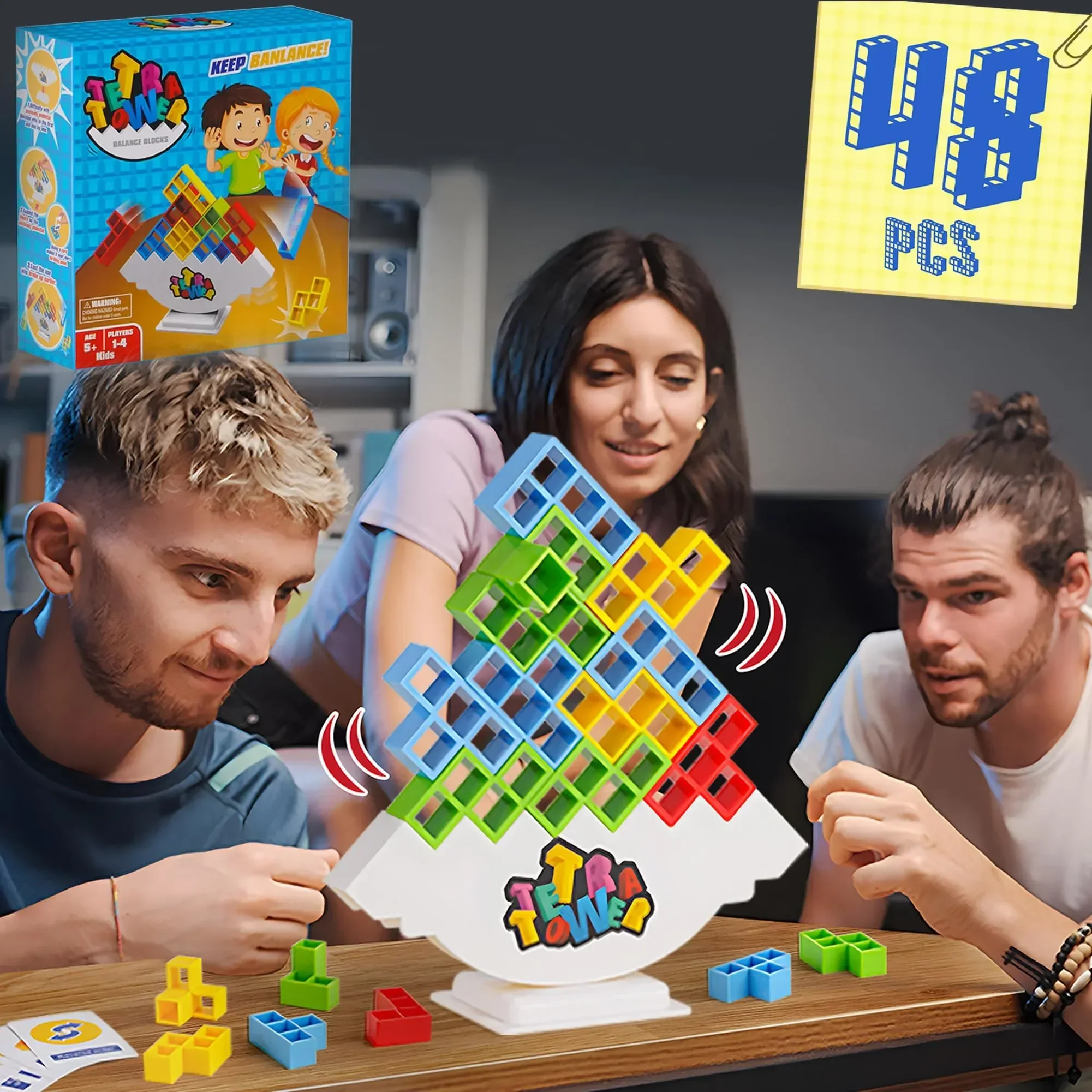 48 Blocchi Building Block Brick Toy Balance Stacked Tetra Tower Game Swing High Russian Building Blocks Stack Kid Desktop Toy