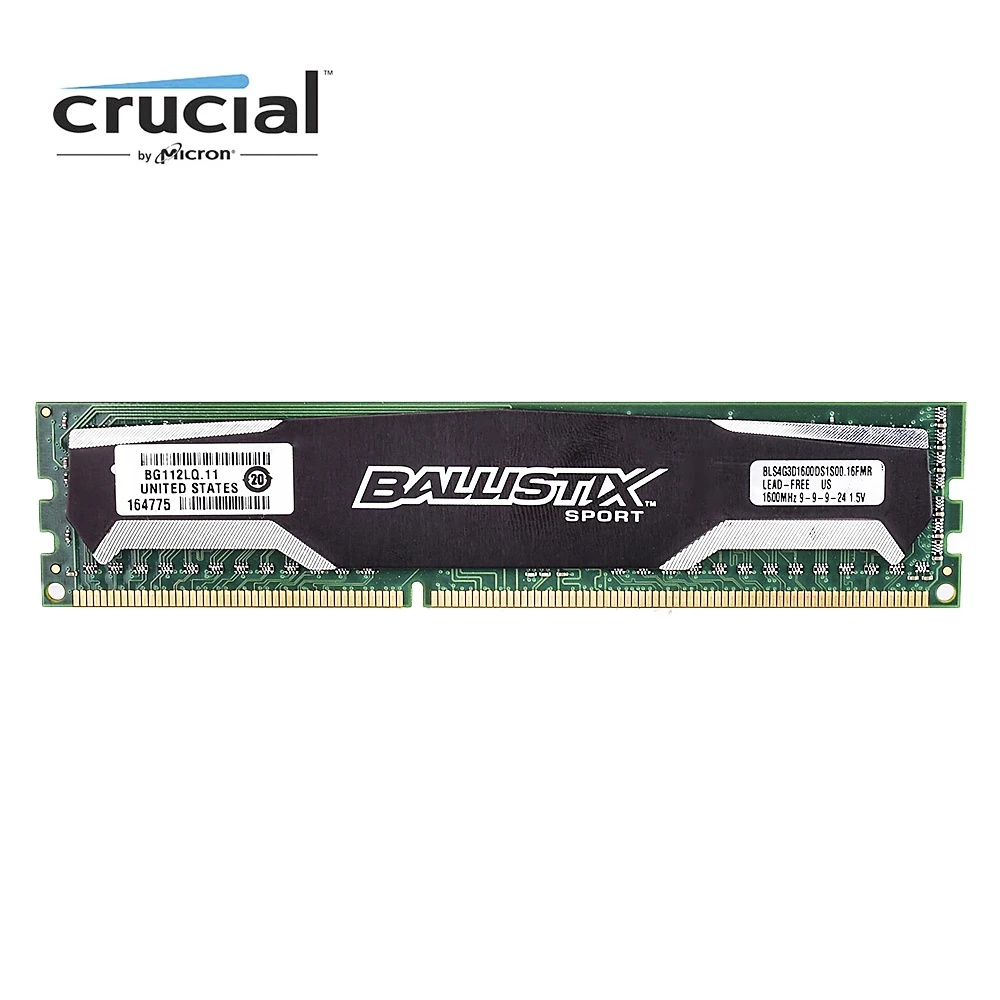 Ballistix Sport Ddr3 8G 1600Mhz 1.5V Cl9 Pin Memoria Desktop Dimm Ram