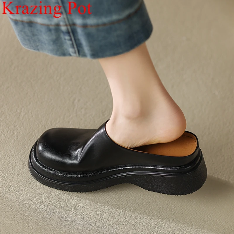 Krazing Pot Superstar Fondo Spesso Scarpe Casual Primaverili Slip On Concise Slip On Slingback Muli Eleganti Décolleté Da Donna Da Ufficio