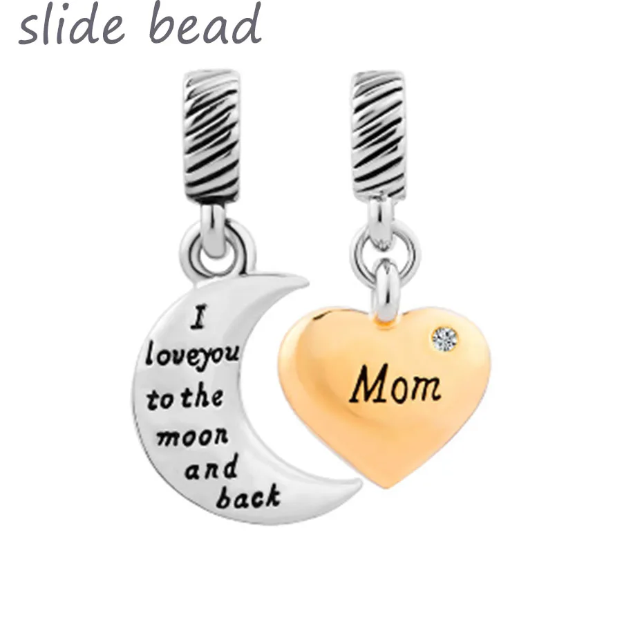Fit Pandora Collana Bracciali Cuore Luna Mamma Aprile Birthstone Ti Amo Al E Indietro Perline Sciolte Di Vetro Di Murano