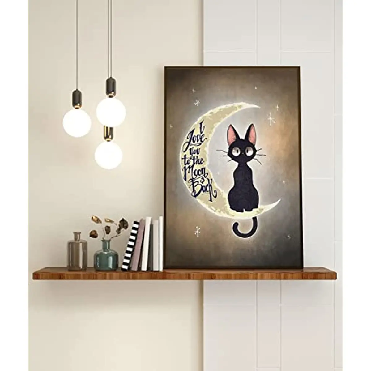Retro Metal Tin Sign I Love You To The Moon & Back Poster Black Cat Decor Black Cat Art Print Black Cat Wall Art Metal Plate