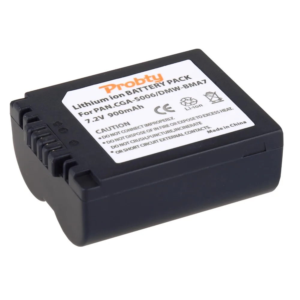 Probty Cga -S006 Cgas006 Dmw-Bma7 Li-Ion Batteria Per Panasonic Dmc Fz18 Fz28 Fz30 Fz35 Fz38 Fz50 Fz7 Fz8
