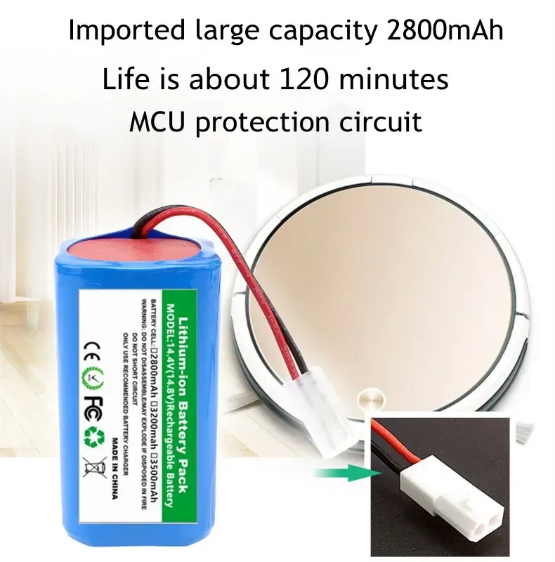 Batteria Agli Ioni Di Litio Aleedera 1865014.4V 14.8V 2800Mah Per Xiaomi Mijia Mi Robot Vacuum-Mop Essential G1 Mjstg1 Panasonic Mc-Wrc53