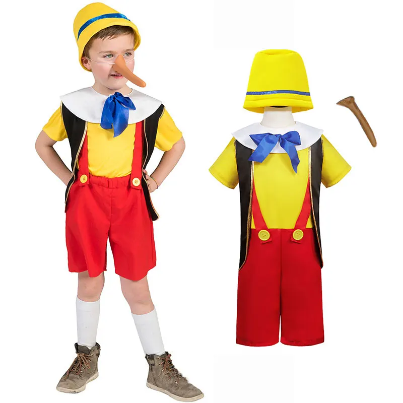 Umorden Pinocchio Costume Per Bambino Bambino Bambino Ragazzo Con Naso Lungo 3-4T 4-12T