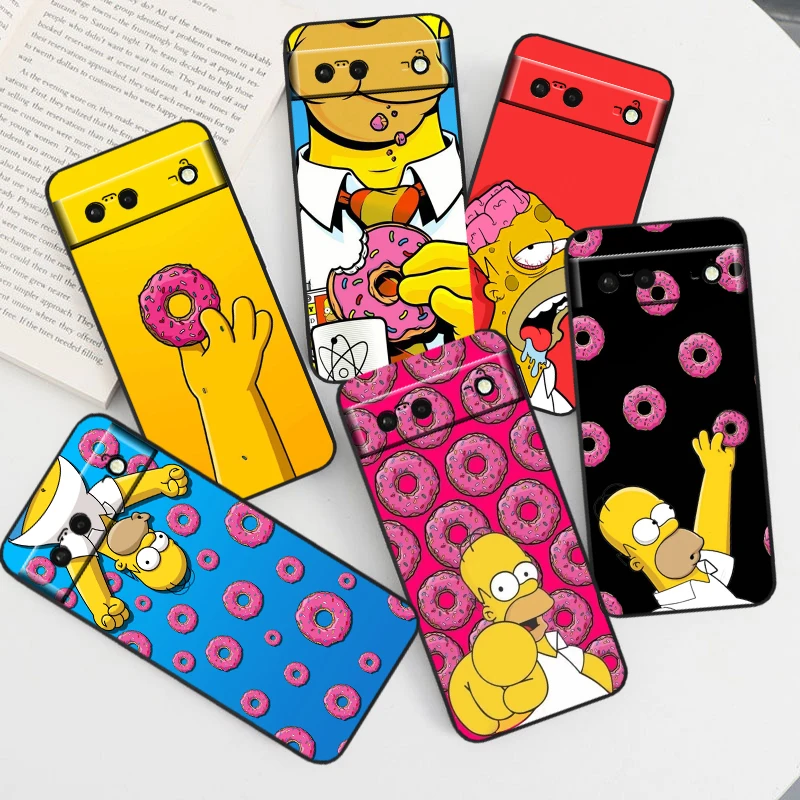 Boy Simpsons Family Per Google Pixel 8 7A 7 6A 6 5A 5 4 4A Xl 5G Custodia Morbida In Silicone Nero Antiurto