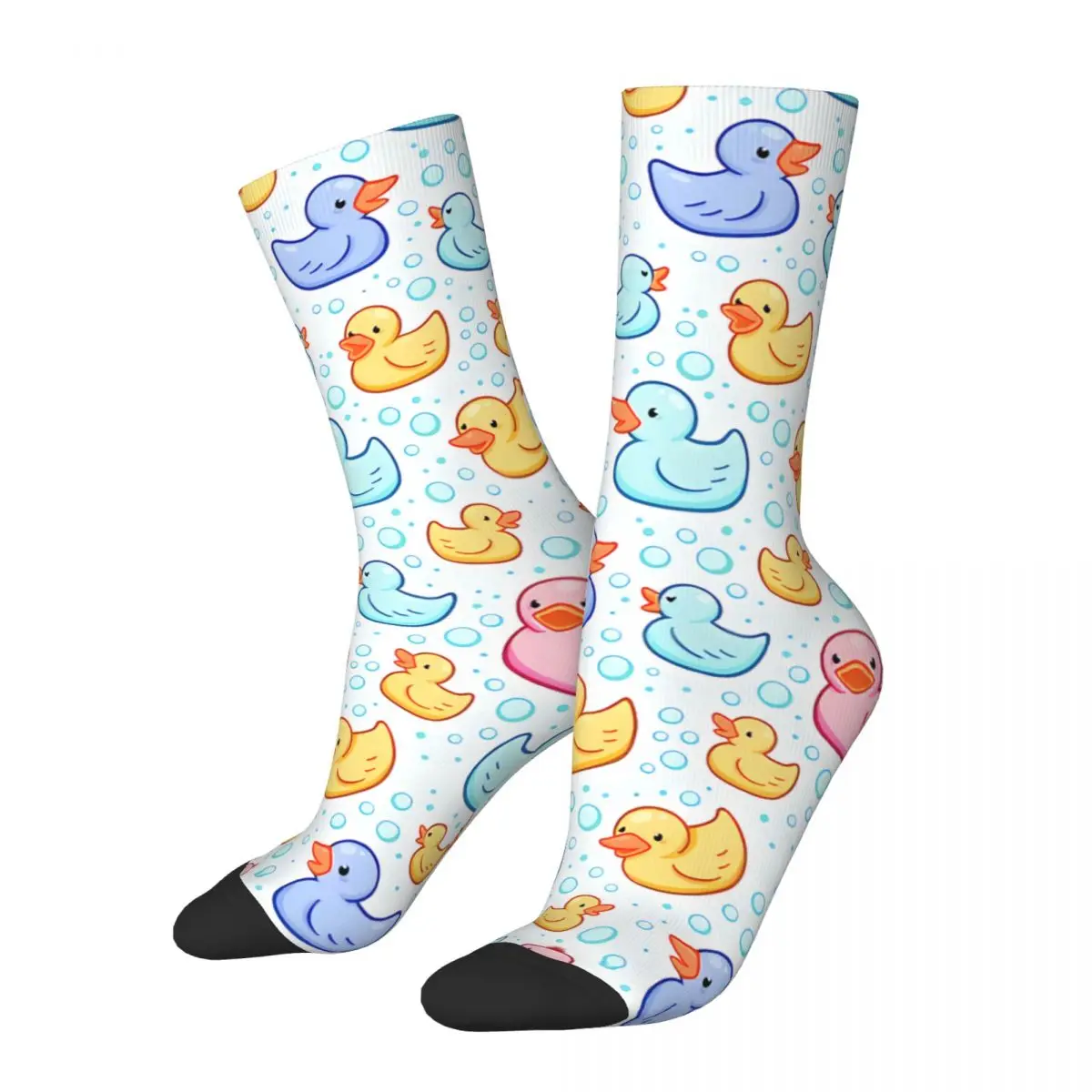 Happy Vintage Rubber Duckie Crazy Calzini Da Uomo Unisex Duck Pattern Harajuku Seamless Printed Novità Crew Sock Boys Gift