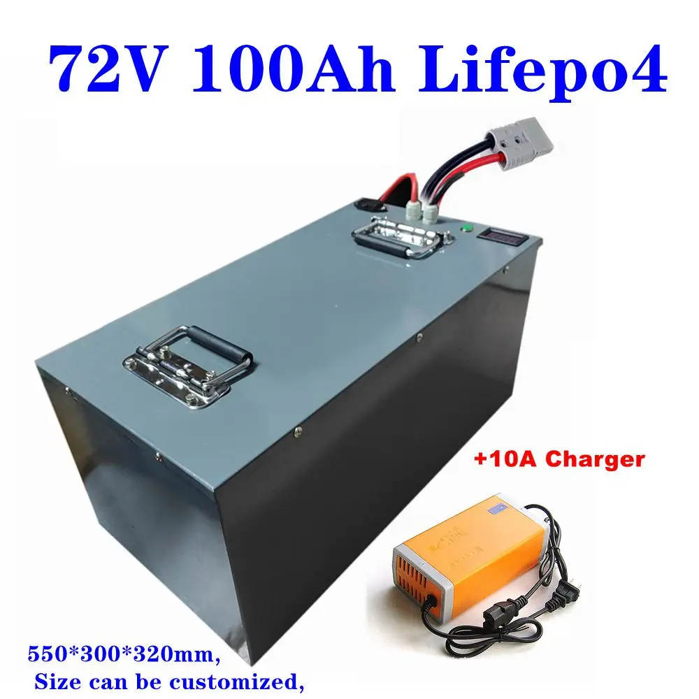 Lifepo4 72V 100Ah Power Lithium Lfp Batteria 100A Bms 8000W Motor Bike Triciclo Carrello Elevatore Motocycle Scopoter Ebike + Caricatore 10A