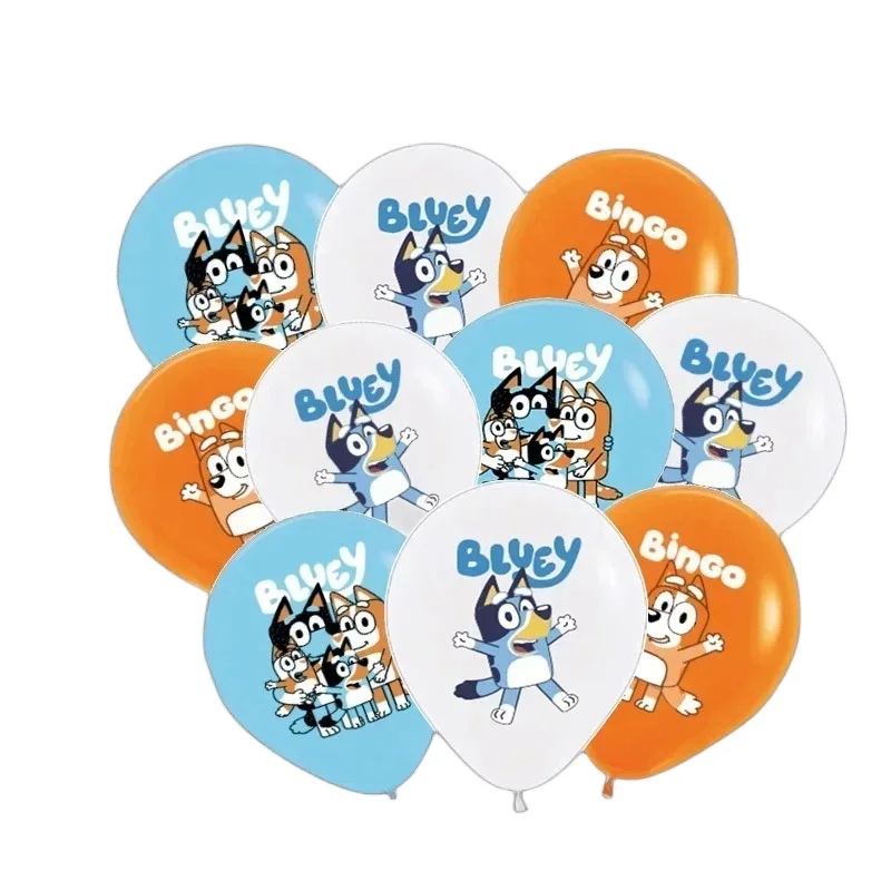 10Pcs 12 Pollici Bluey Palloncini In Lattice Set Blue Dog Bingo Family Birthday Party Balloons Girls Boys Cartoon Balloons Baby Shower Toys