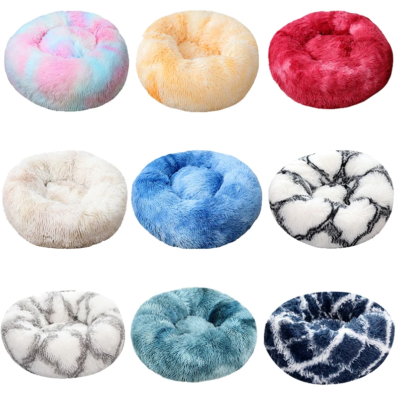 Pet Dog Bed Long Plush Kennel Lounger Round Sofa Winter Warm House Hot Super Fluffy Letti Per Cani Per Cani Di Piccola Taglia Media Cuscino Per Gatti