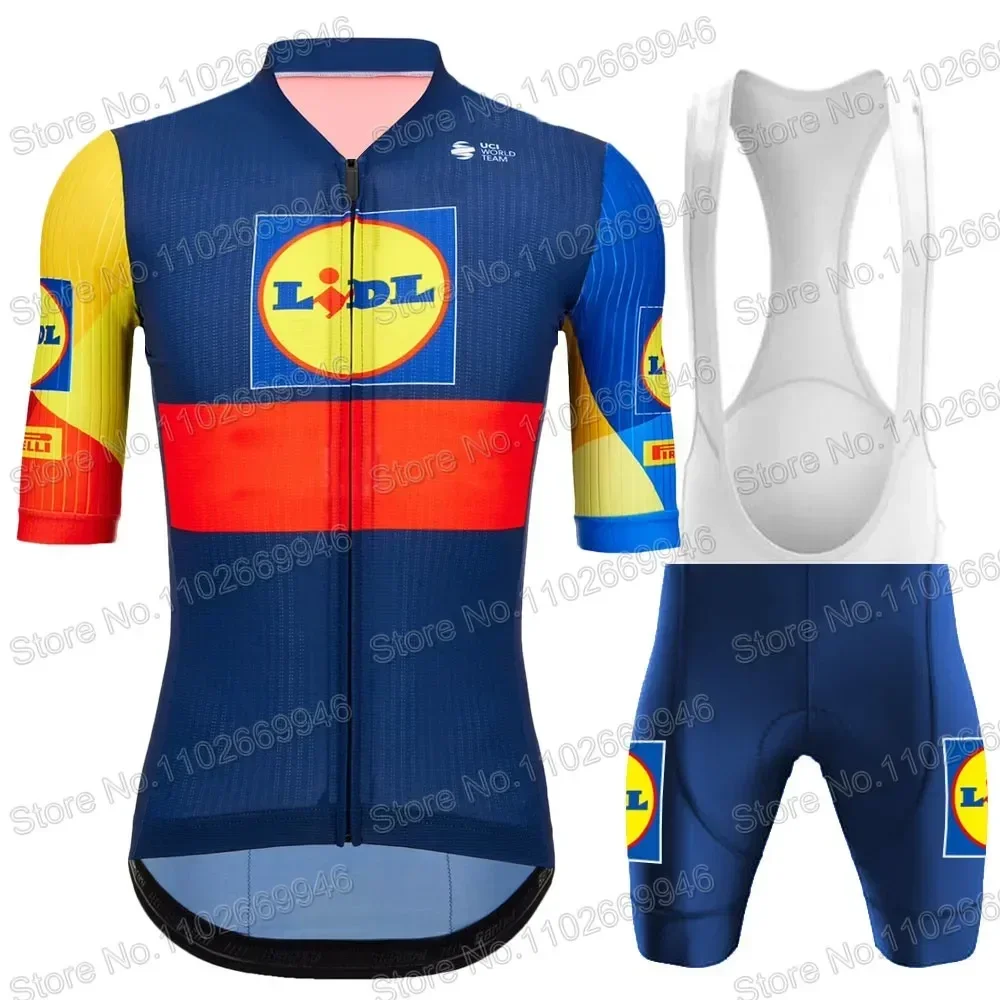 Tdf Lidl Cycling Jersey 2024 France Tour Team Set Uomo Manica Corta Abbigliamento Bici Da Strada Camicie Suit Bicycle Bib Shorts Mtb Ropa