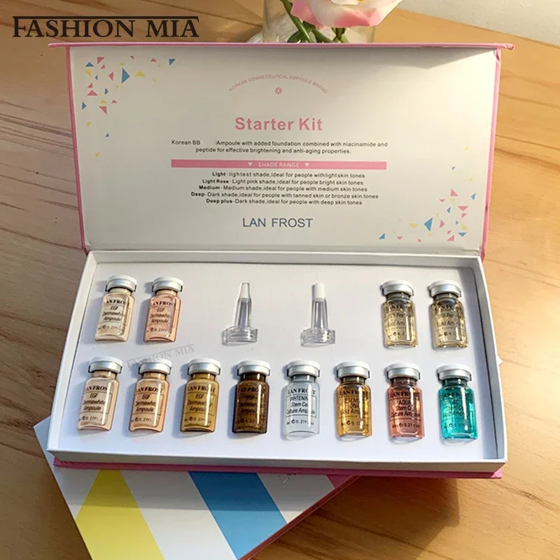 1 Kit Bb Cream Glow Principiante Starter Ampoule Aggiungi Fondotinta Niacinamide/Peptide Bb Cream Sbiancante Fondotinta Liquido Schiarente