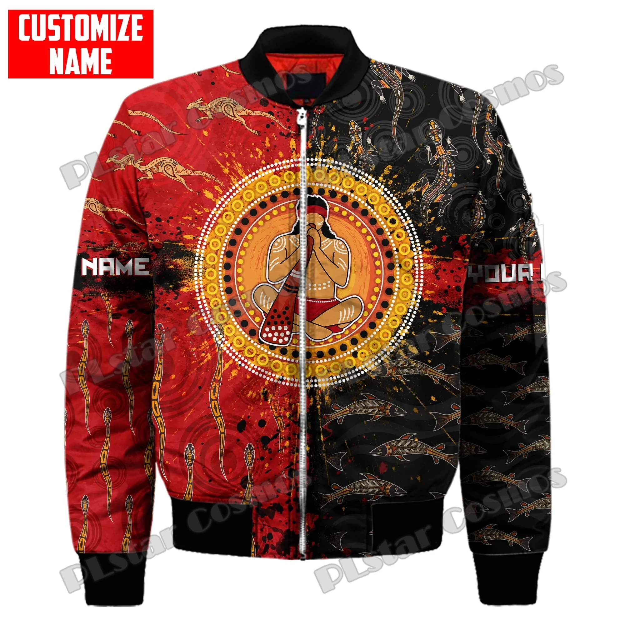 Aboriginal Didgeridoo Eagle Flag Nome Personalizzato 3D Printed Bomber Da Uomo Giacche Invernali Unisex Casual Warm Zipper Jacket Coat Fjk16