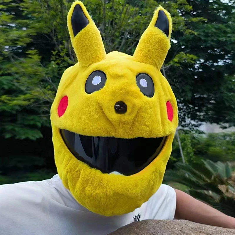 Pokemon Pikachu Stitch Helmet Cover Adatto Per Moto Full Face Helmet Peluche Cover Protettiva Decorazione Dress Up Hood