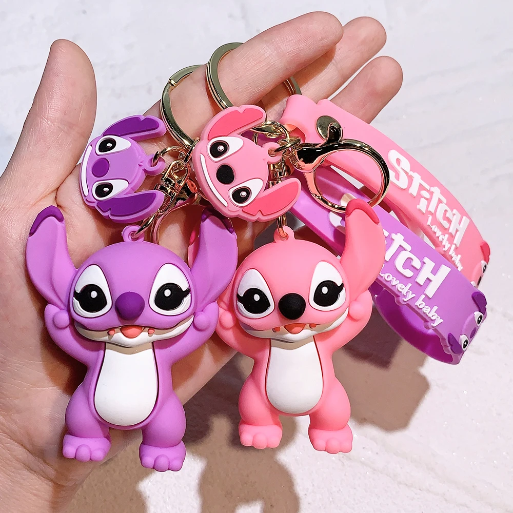 Disney Cartoon Lilo And Stitch Portachiavi Pvc Doll Stitch And Angel Accessori Portachiavi Coppia Fidanzata Fidanzato Portachiavi