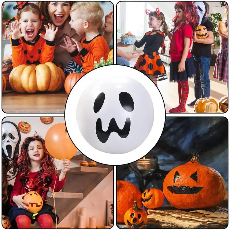 Blow Up Halloween Beach Ball Design Spettrale Led Illuminato Smile Ghost Pool Balls Resistente All'Acqua Beach Ball Festival Puntelli All'Aperto