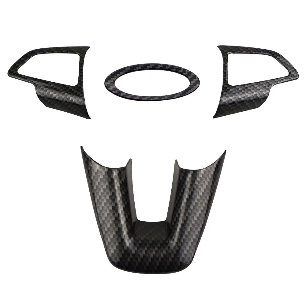 4Pcs Carbon Fiber Steering Wheel Panel Cover Trim Sticker For Ford Focus 3 Mk3 2015 2016 2017 2018 Steering Wheel Sequins