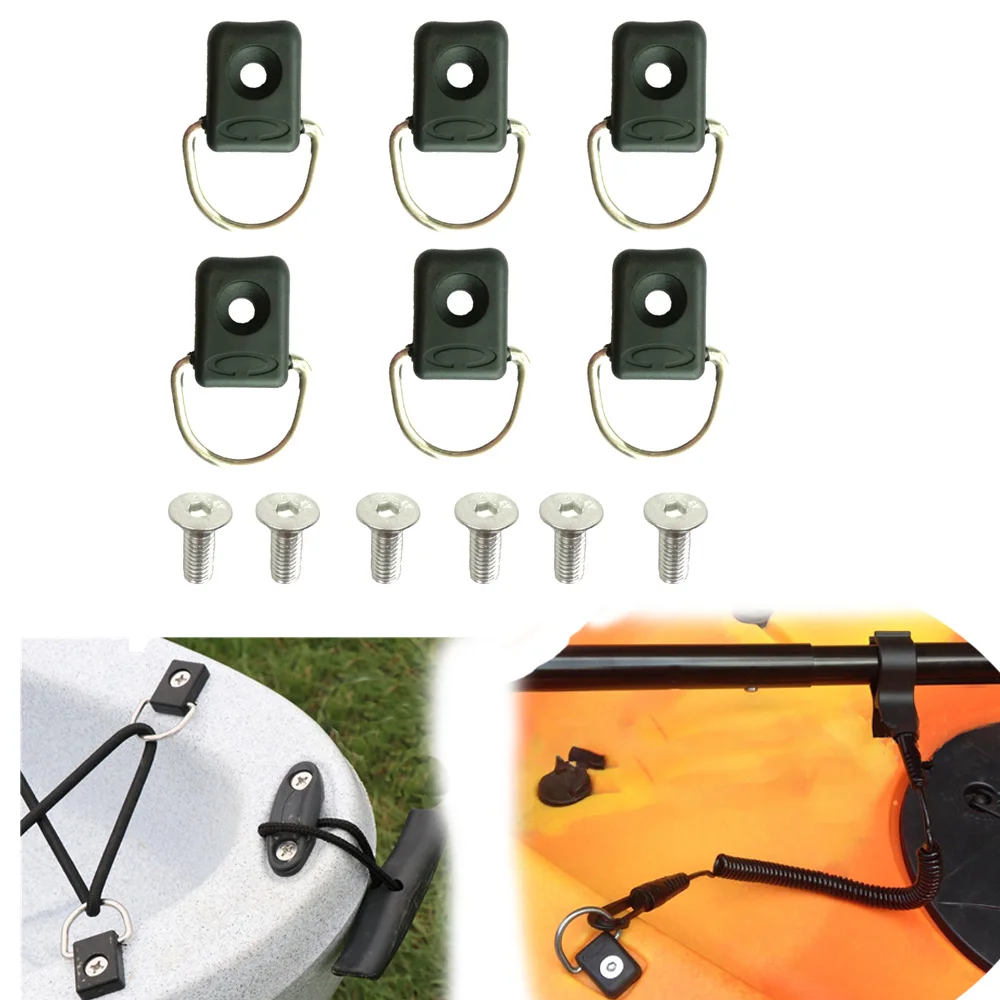 6Pc Canoa Kayak D Anelli Raccordo Attrezzatura Da Pesca Rigging Kit Elastico Accessorio Con Viti